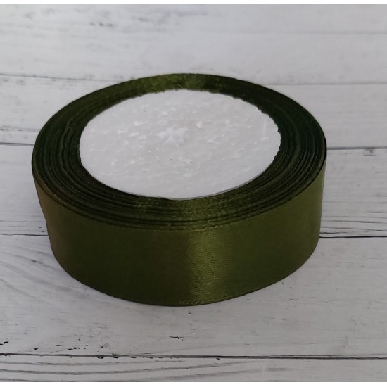 ОПТ Лента атласная однотонная 2,5 см*25 ярдов цв. хаки, цена за катушку